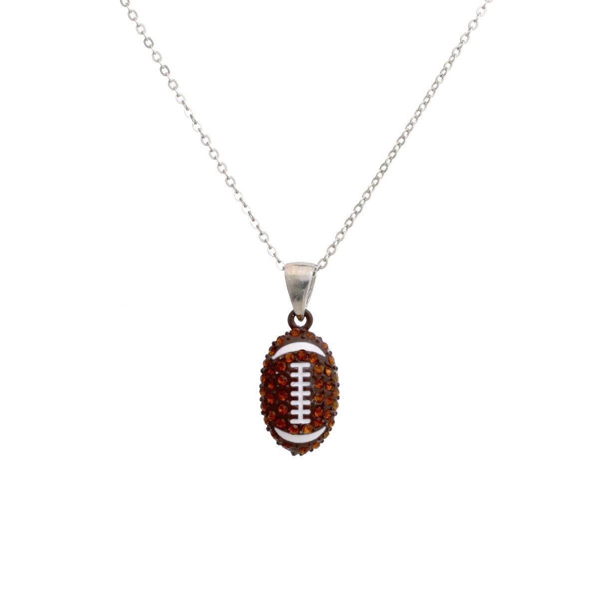 Brown Rhinestone Football Necklace