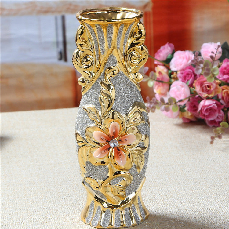 Plating Golden Embossed Ceramic Vase Golden Vase