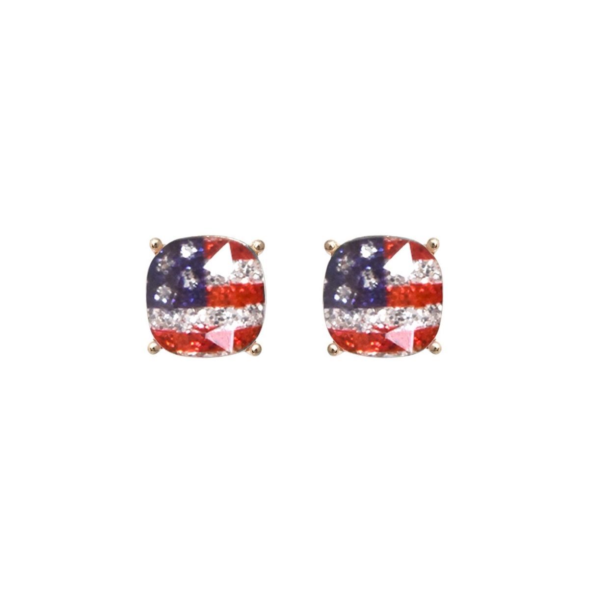 Gold Glitter American Flag Studs