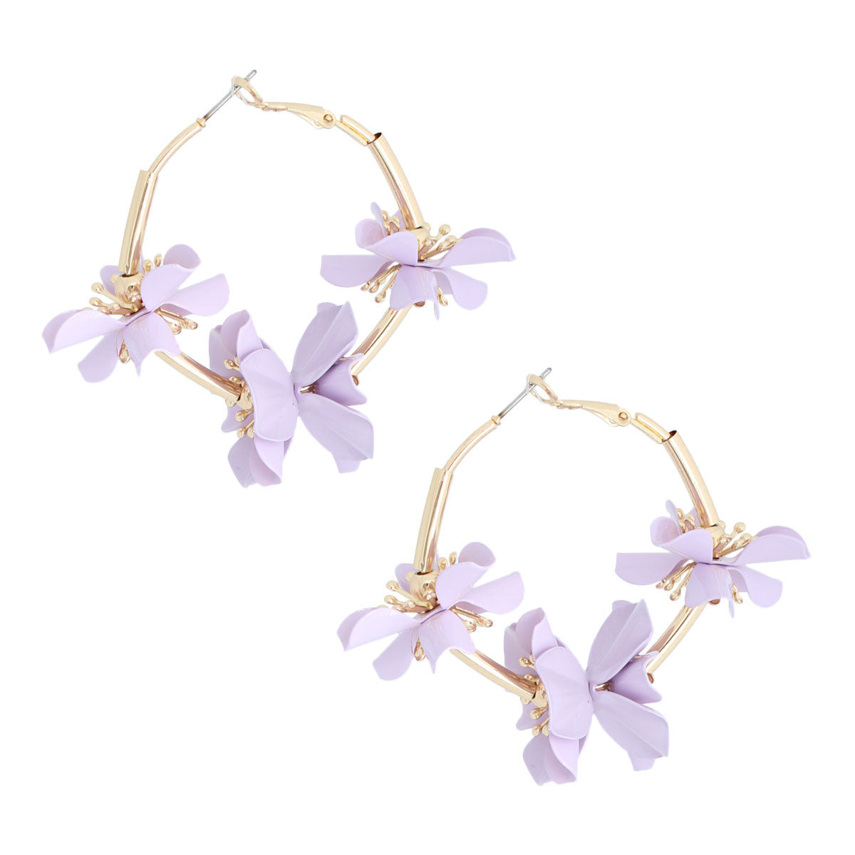 Lavender Metal Flower Hoops