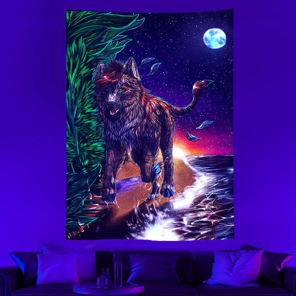 UV Fluorescent Tapestry Animal Neon Tapestry Tapestry Cloth Wall Hanging Background Fabric