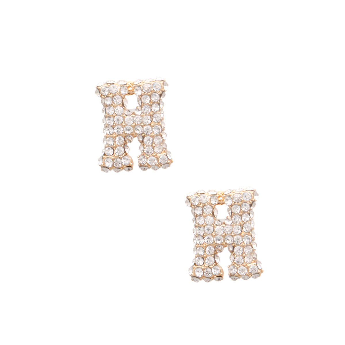 H Initial Rhinestone Studs