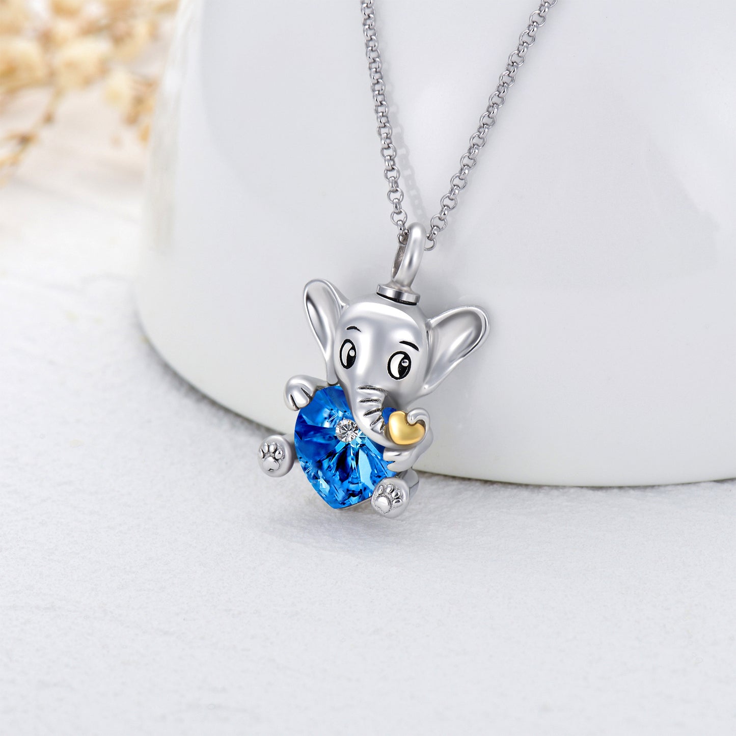 Elephant Urn Necklaces Sterling Silver Heart Cremation Memorial Keepsake Necklace Jewelry Gifts for Women