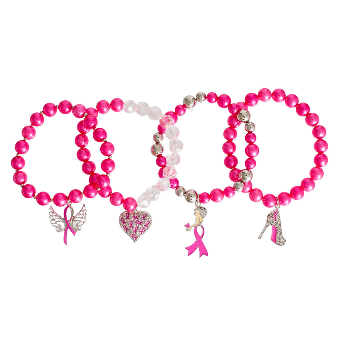 Pink Cancer Charm Bracelets