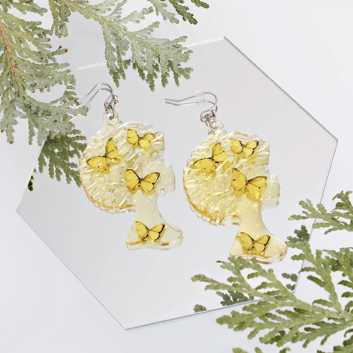 Dangle Yellow Med Afro Butterfly Earrings Women