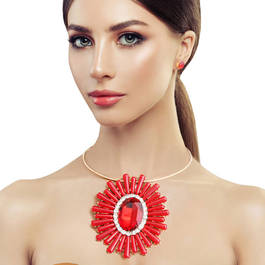 Red Sunburst Rigid Collar