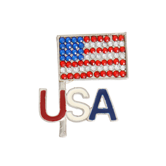 Silver USA Flag Brooch