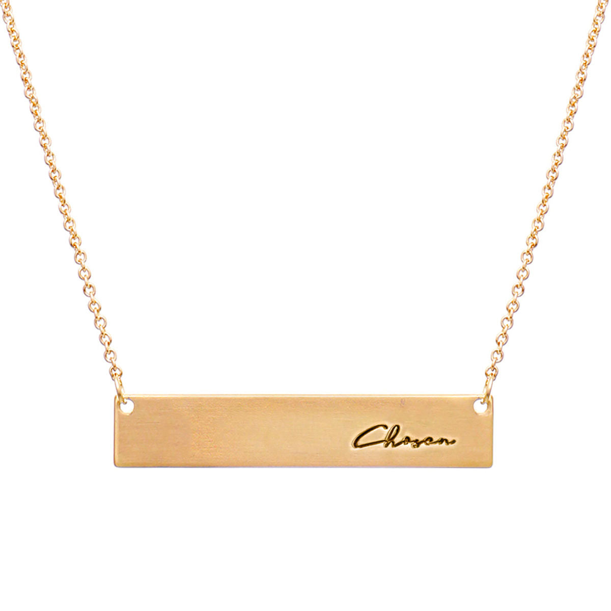 Gold Script Chosen Plate Necklace